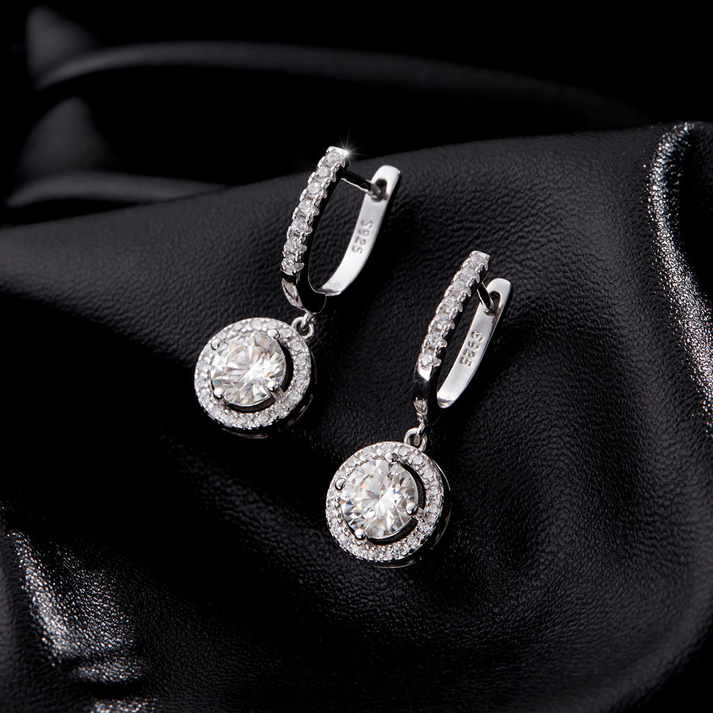 Boucles d'oreilles pendantes en moissanite