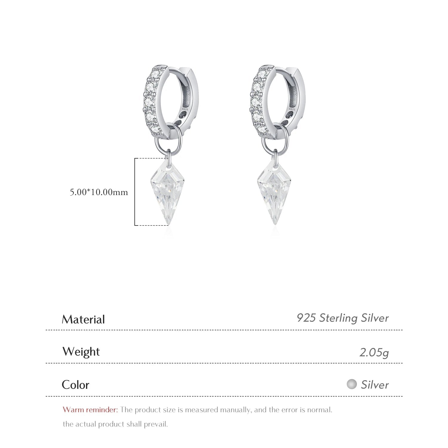Rhombic Sparkling Hoop Earrings