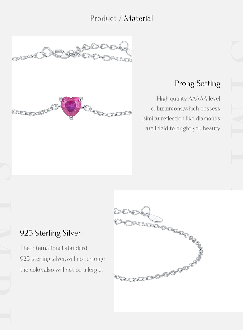 Romantic Rose Red Zirconia Heart  Bracelet