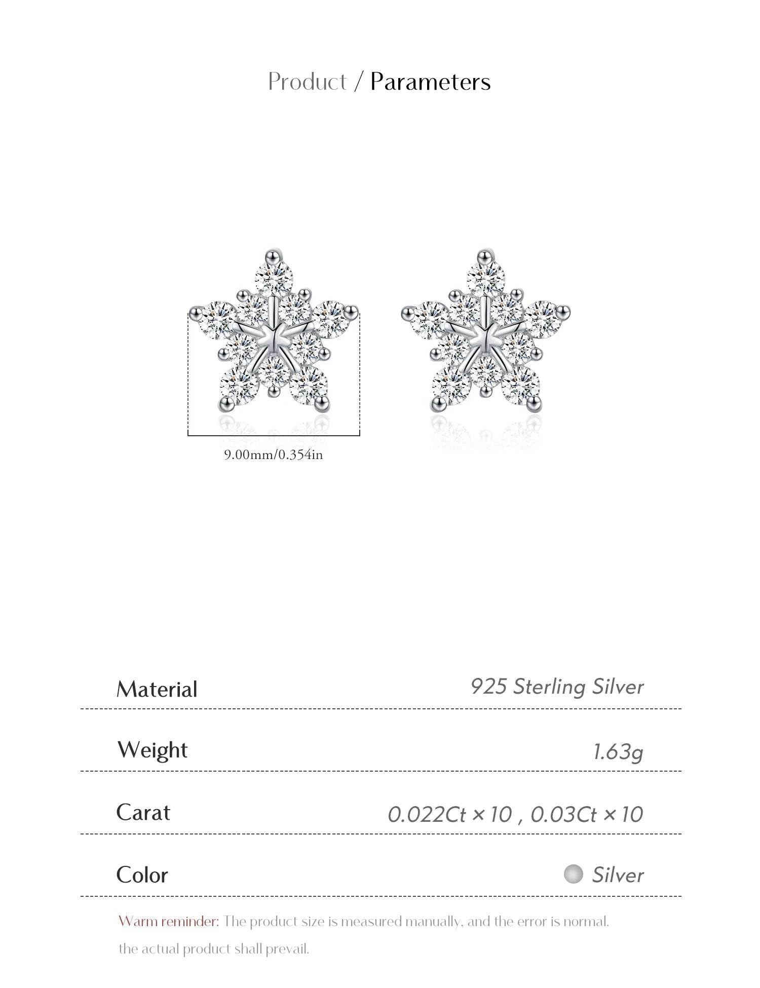 Boucles d'oreilles à tige flocon de neige - MOISSANITE