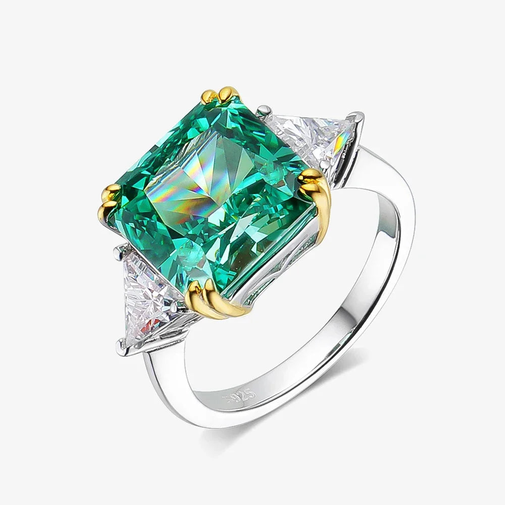 Emerald High Carbon Diamond Ring