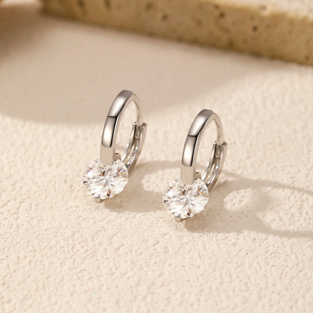 1.0CT D Color Moissanite Hoop Earrings