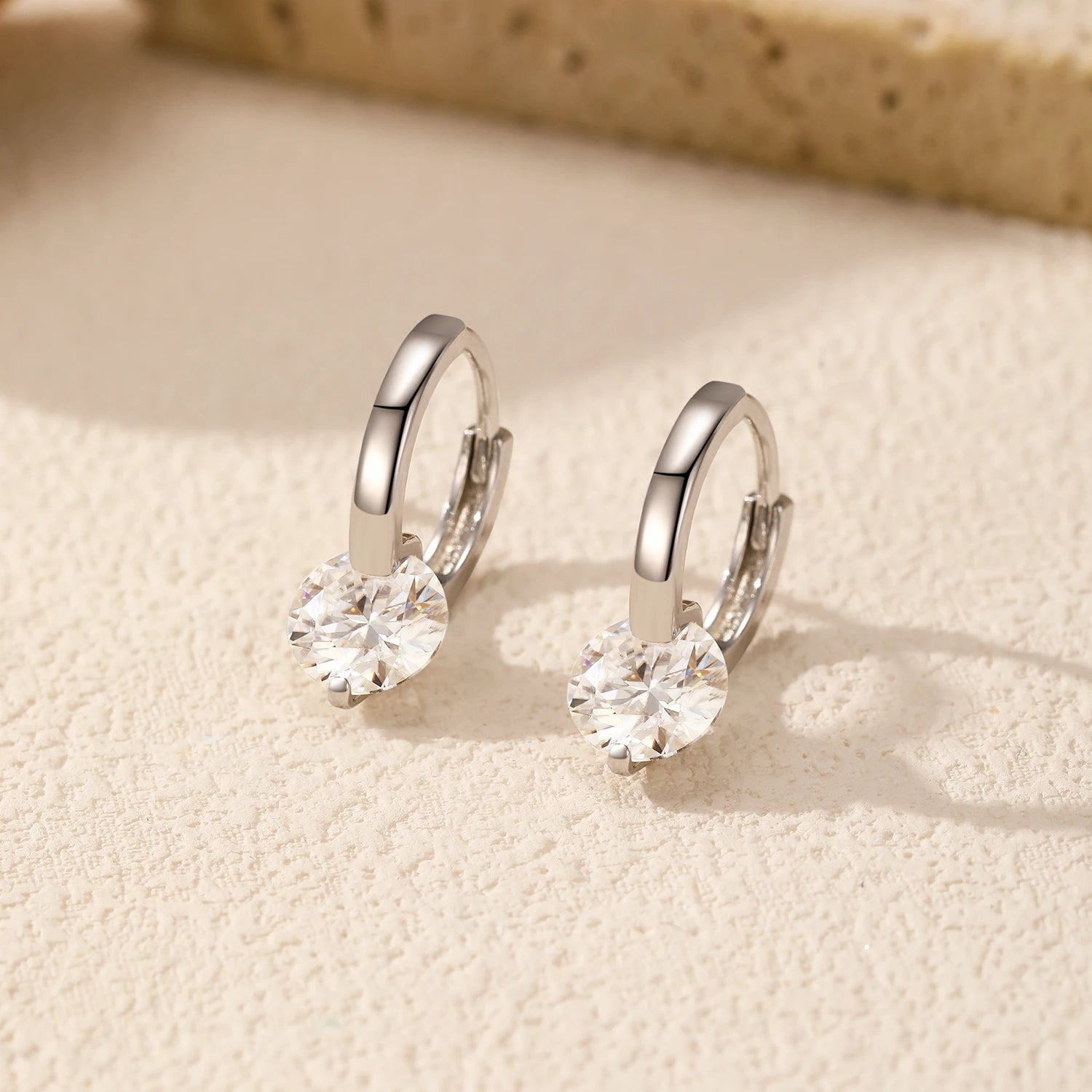 1.0CT D Color Moissanite Hoop Earrings