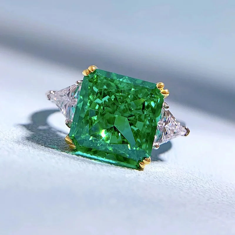 Emerald High Carbon Diamond Ring