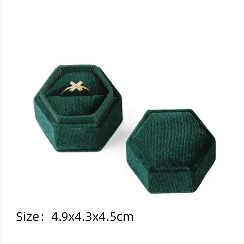 Vintage Octagon Square Velvet  Ring Box