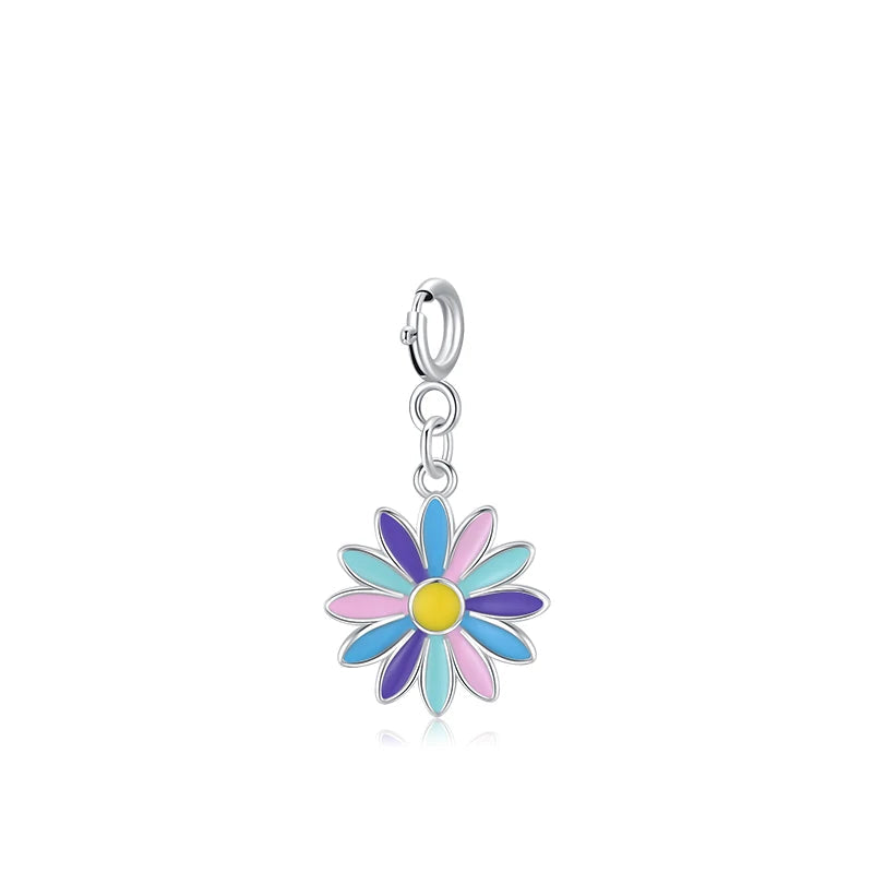 Rainbow Color Enamel Flower Pendant