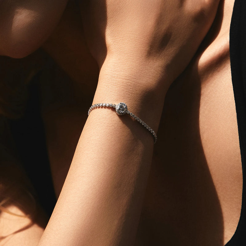 Halo Clear Cubic Zirconia Tennis Bracelets