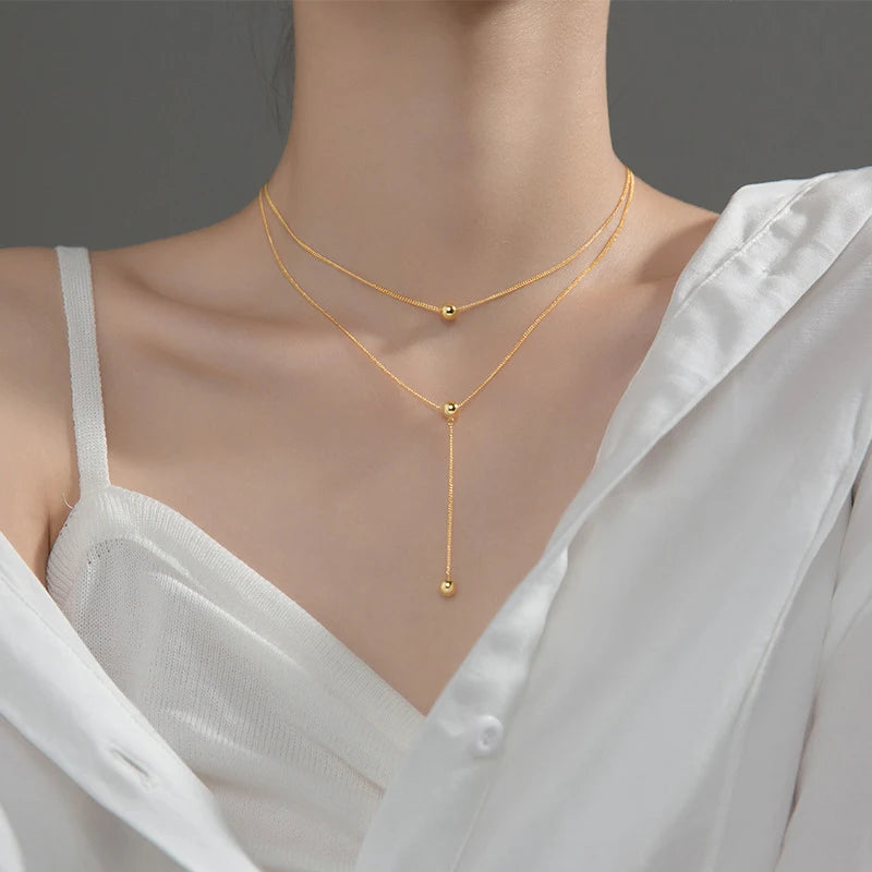 Three Layer Beads Y-Shape Necklace
