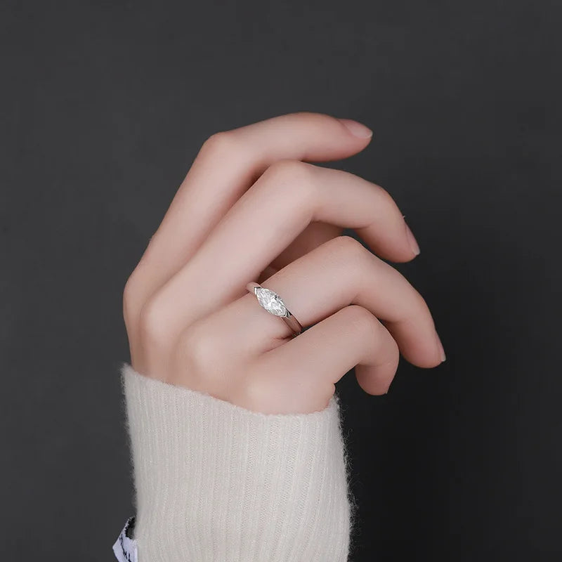 1CT Marquise Cut Moissanite Ring