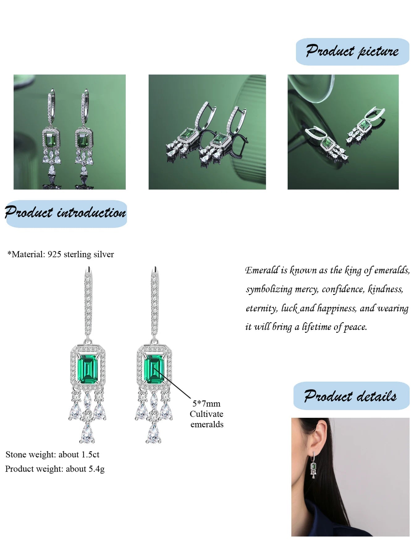 7 Carat Emerald Earring