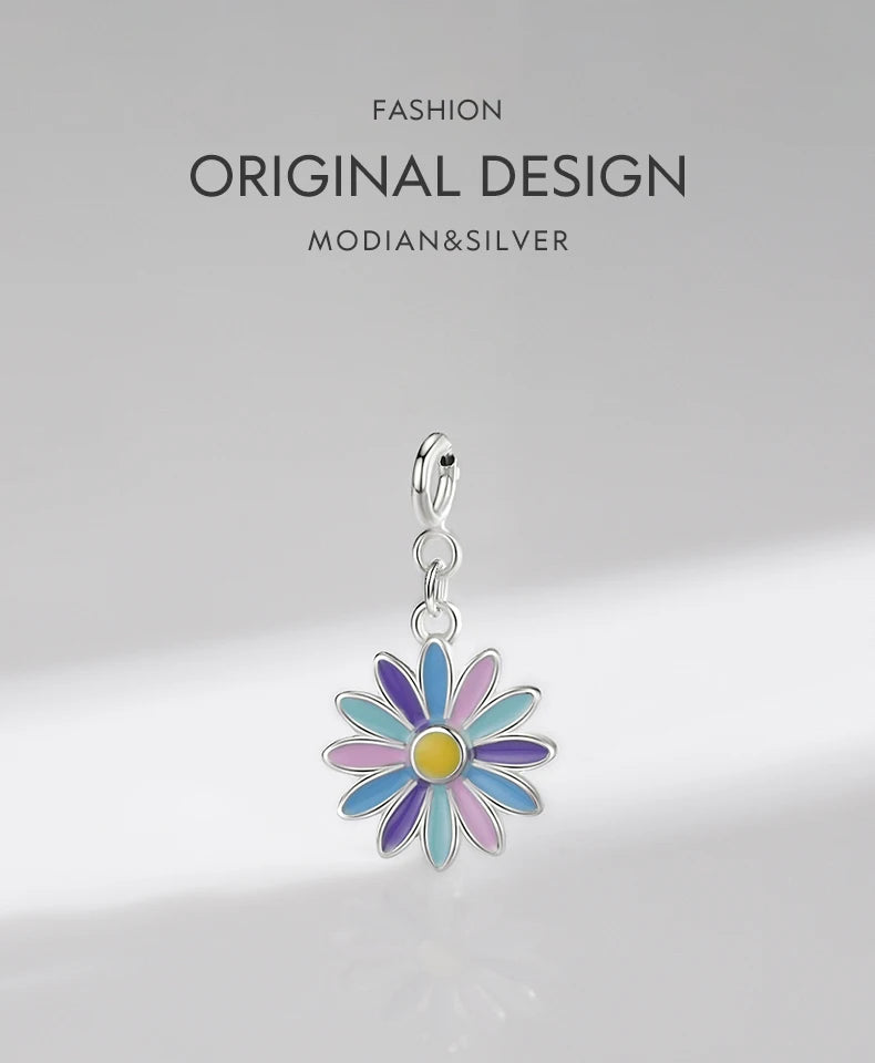 Rainbow Color Enamel Flower Pendant