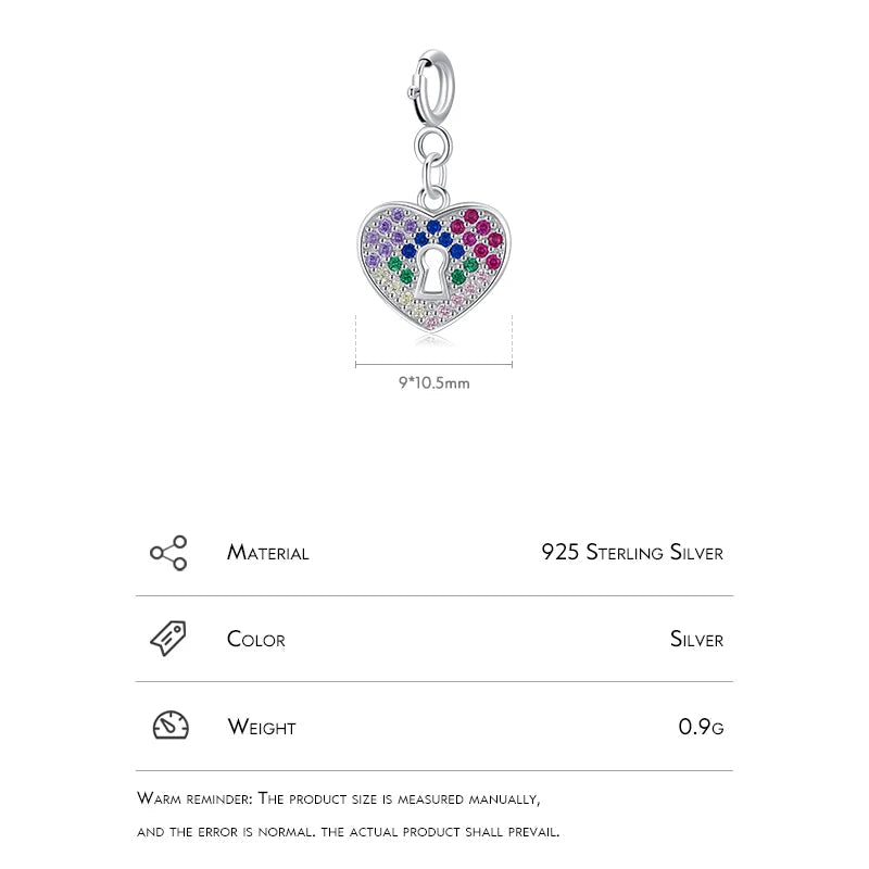 Rainbow Color Romantic Keyhole Hearts Charms