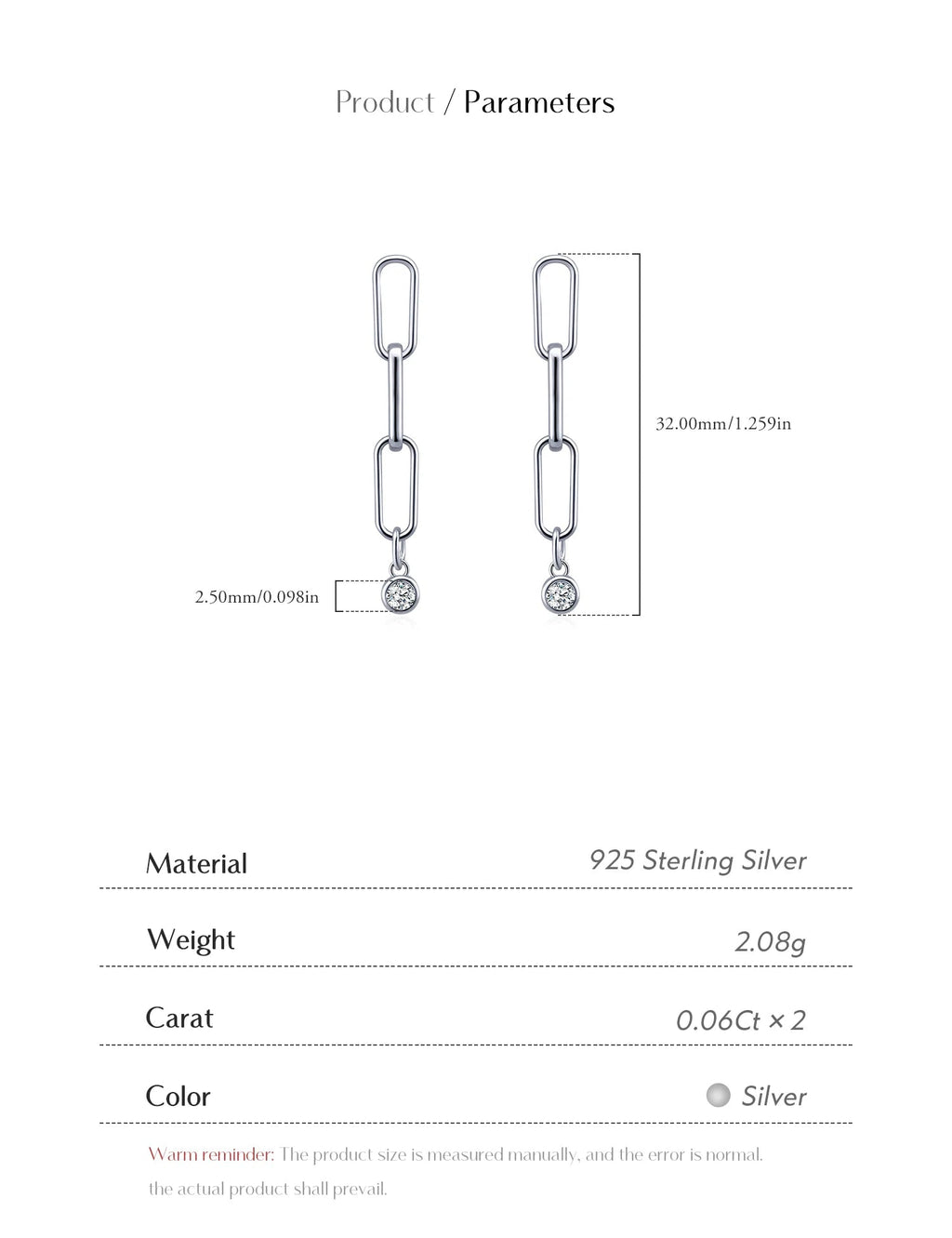Moissanite Earrings - Link Chain Earrings