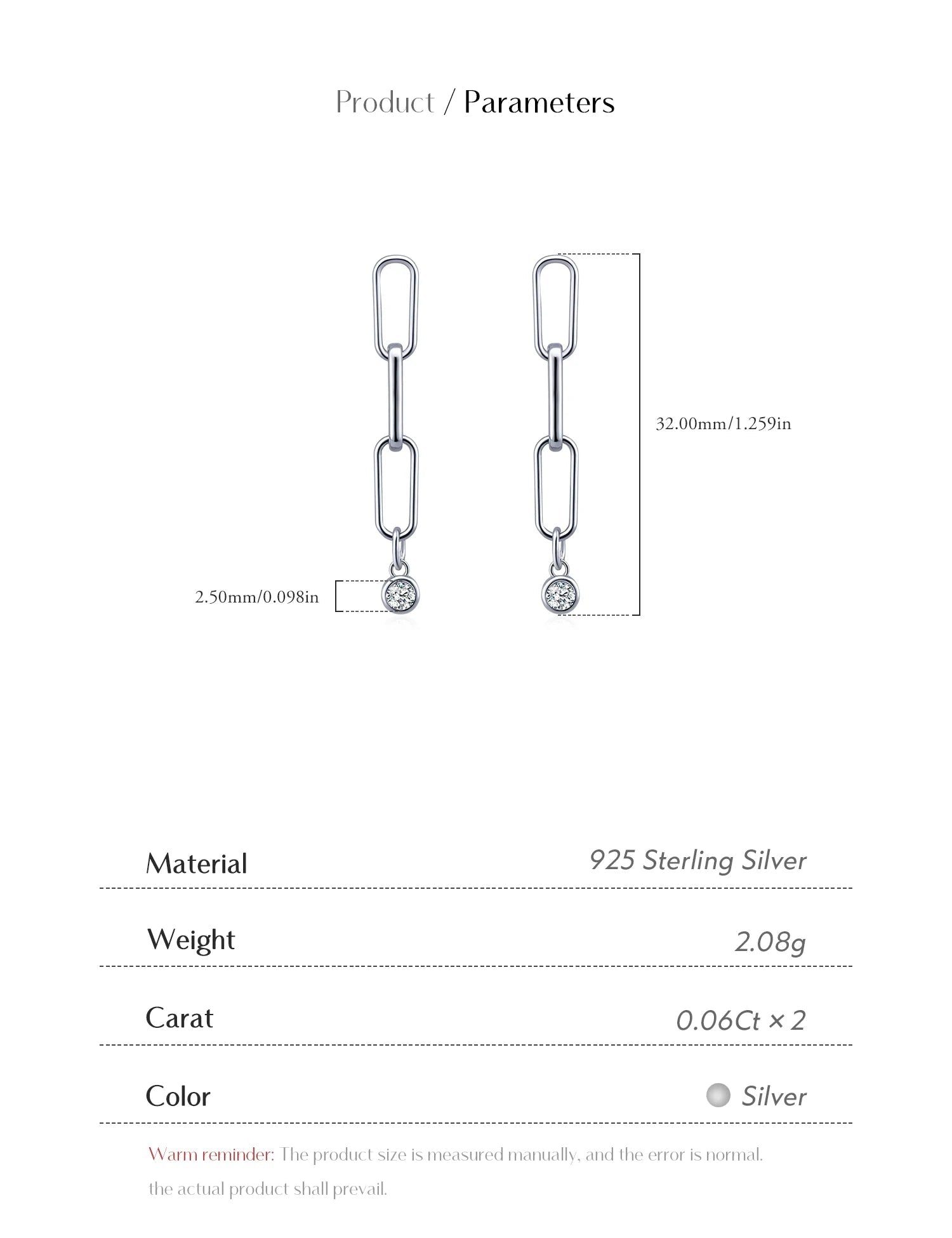 Moissanite Earrings - Link Chain Earrings