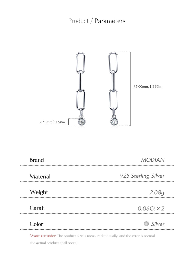 Moissanite Earrings - Link Chain Earrings
