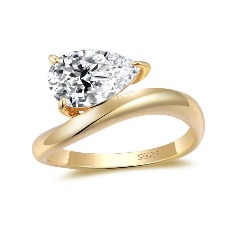 3Carat D Color Water Drop Moissanite Ring