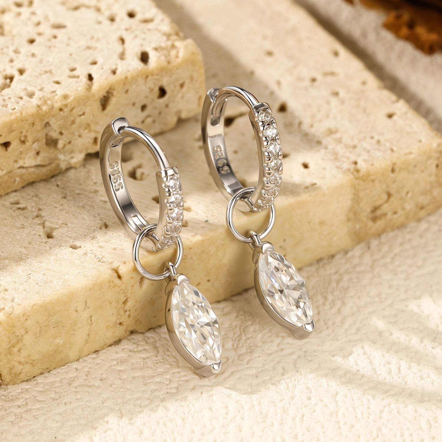 0.5Ct D Color Rhombic Moissanite Ear Buckles