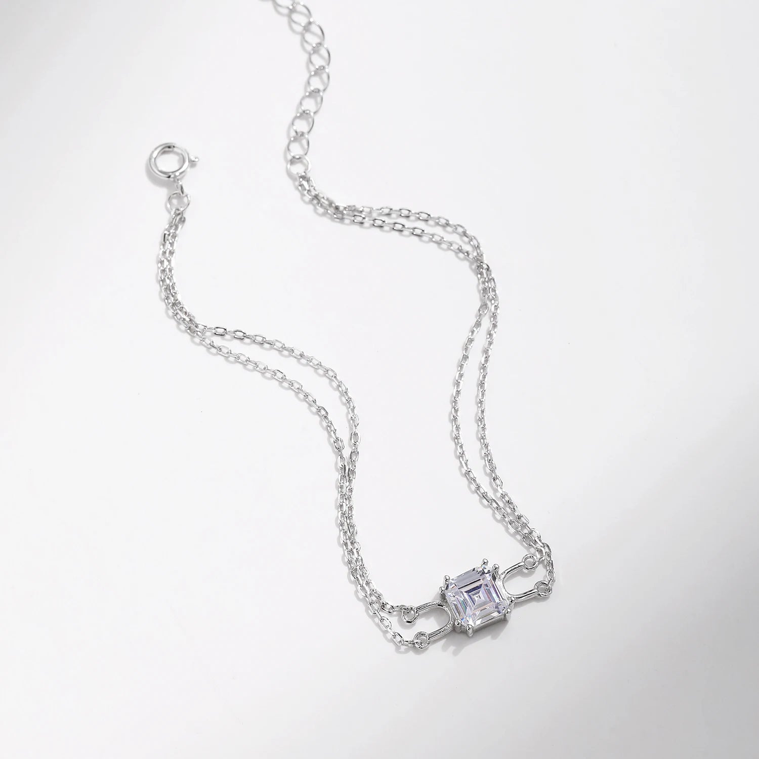 Double Layer Bracelet - Shiny Square Emerald