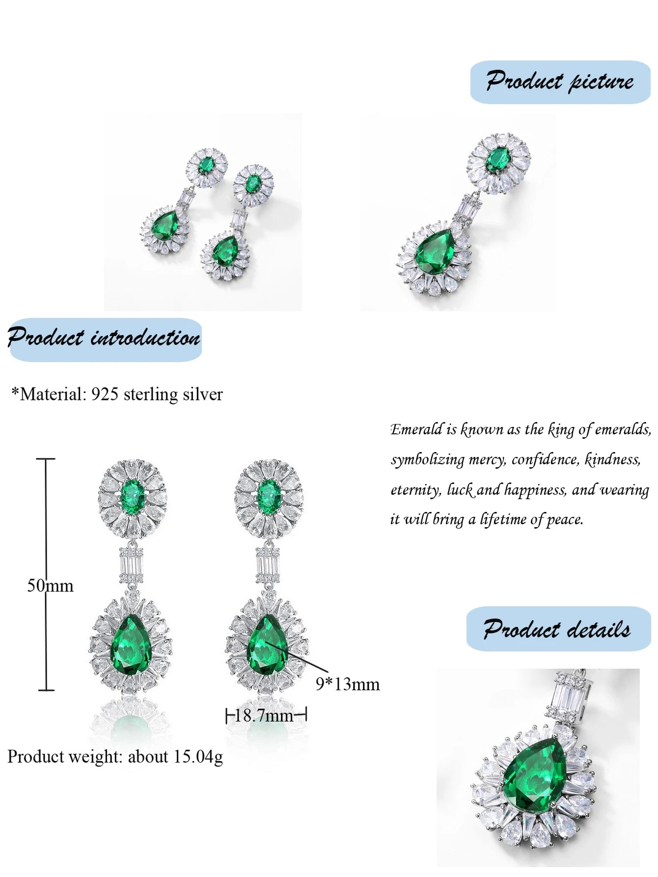 7 Carat Emerald Earring