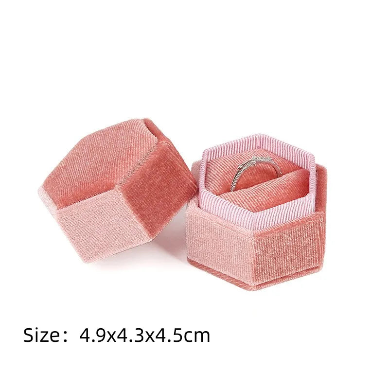 Vintage Octagon Square Velvet  Ring Box