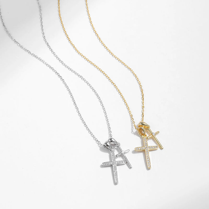 Double Cross Zircon Chain