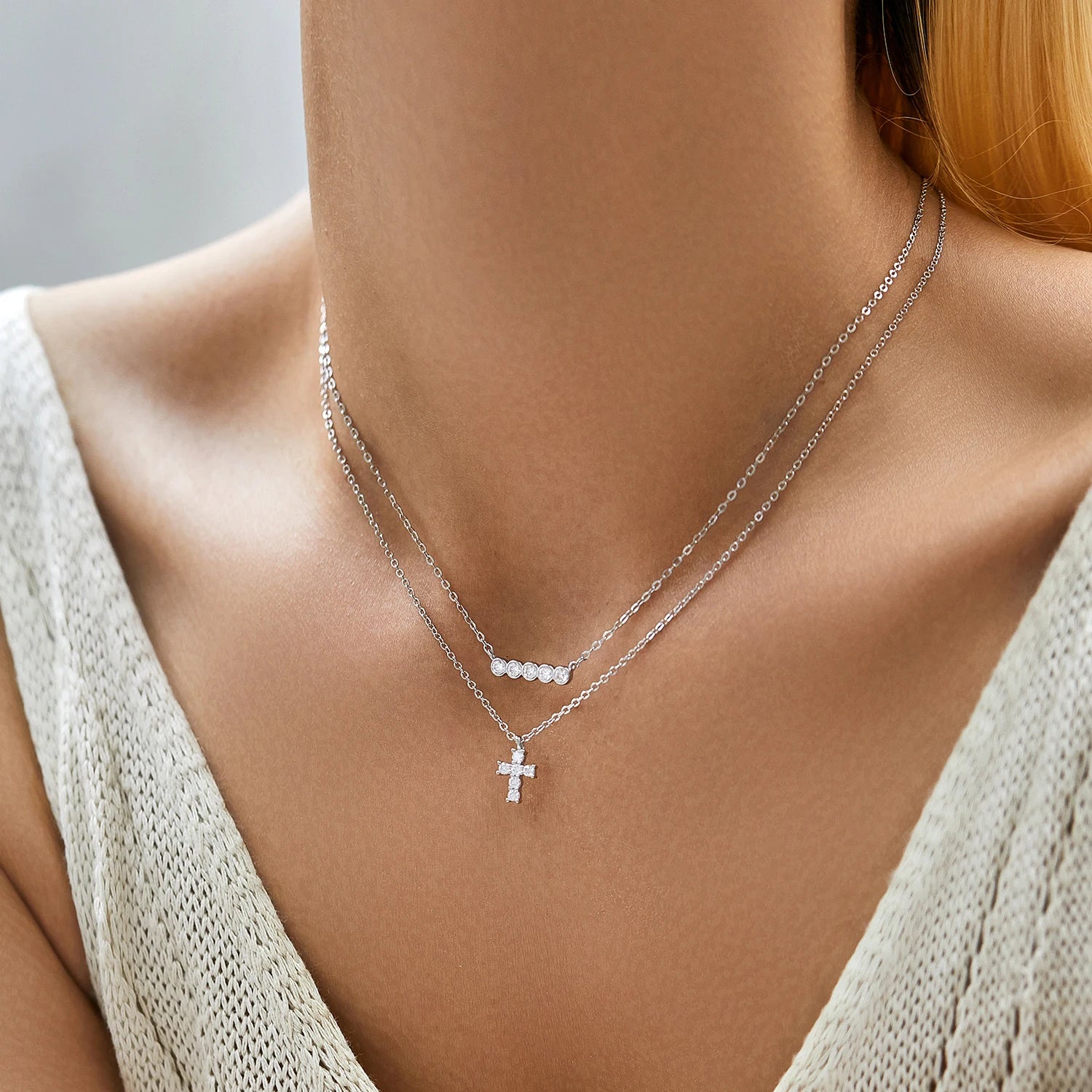 Pendentif Corss en Argent Moissanite 