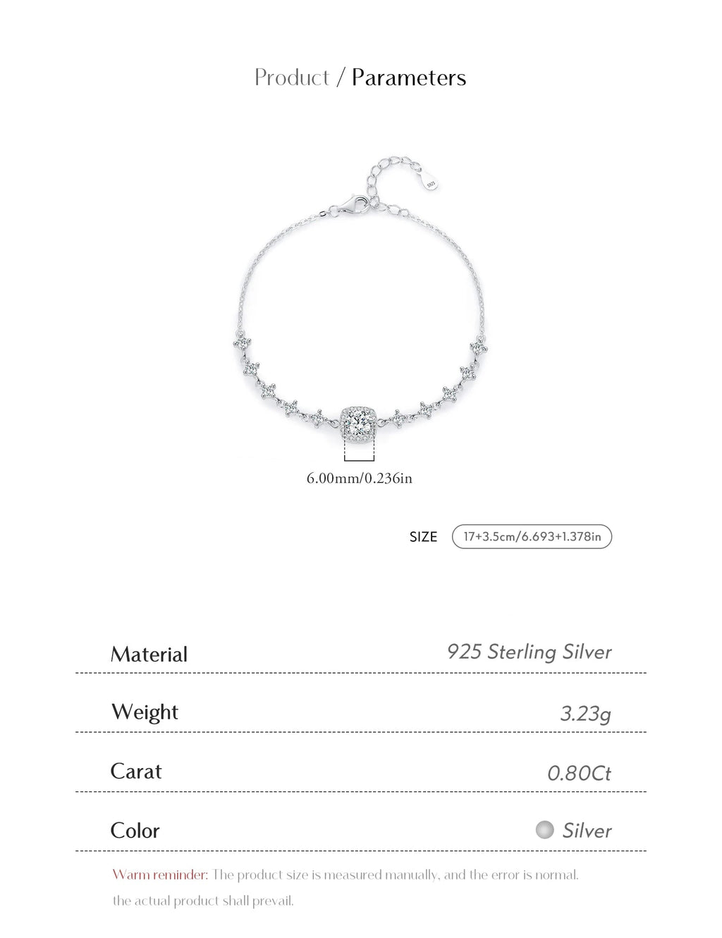 0.8CT D Color Moissanite Luxury Bracelet