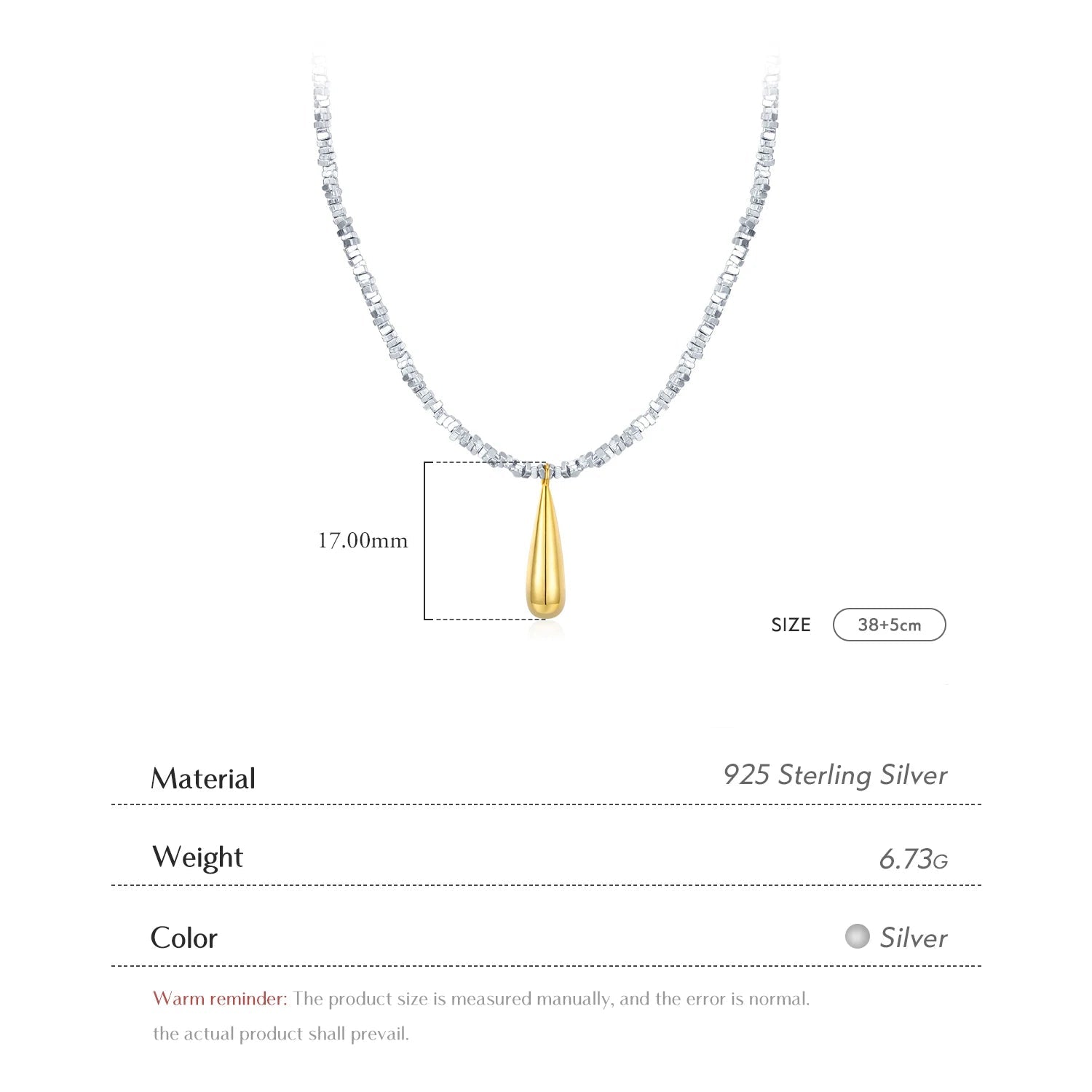 Pendentif goutte d'eau en or 