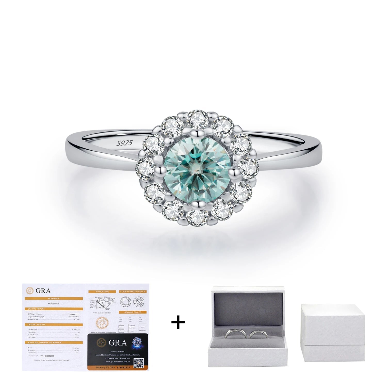Green Teal Moissanite Ring
