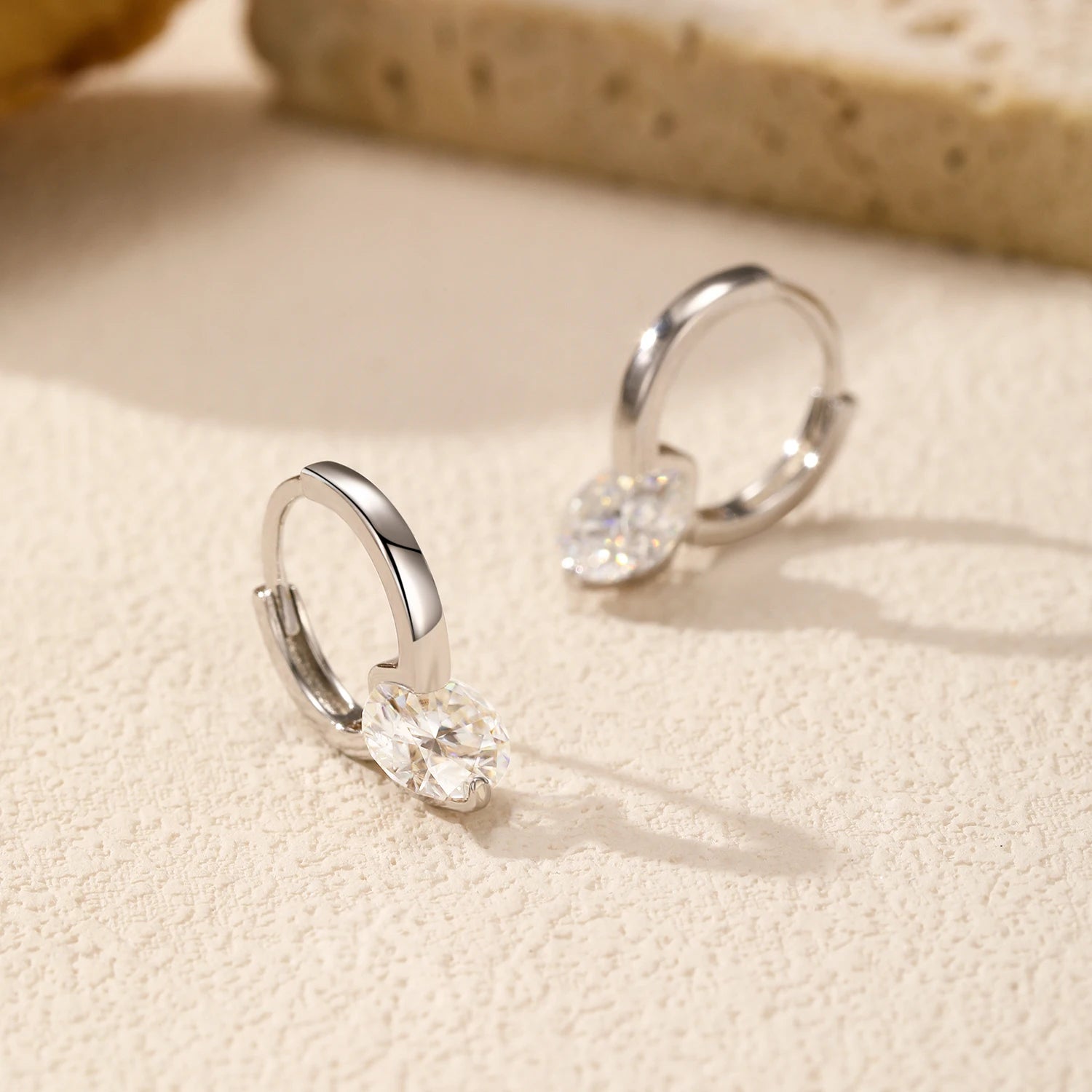 1.0CT D Color Moissanite Hoop Earrings