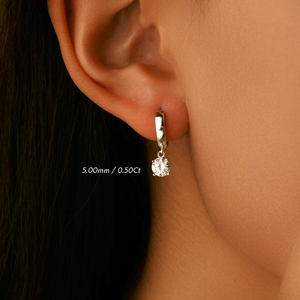 1.0CT D Color Moissanite Hoop Earrings