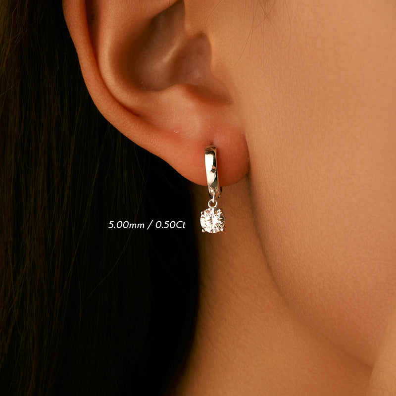1.0CT D Color Moissanite Hoop Earrings
