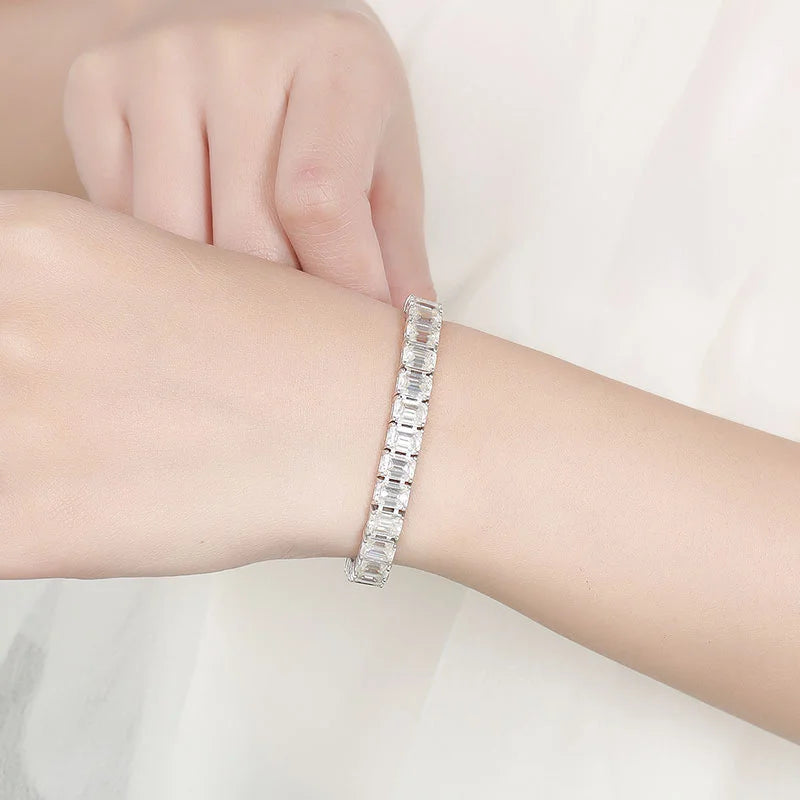 1 Carat Emerald Cut Moissanite Bracelet