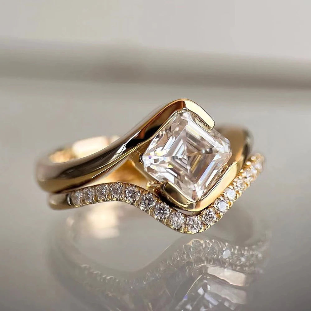 Asscher Cut Moissanite Ring