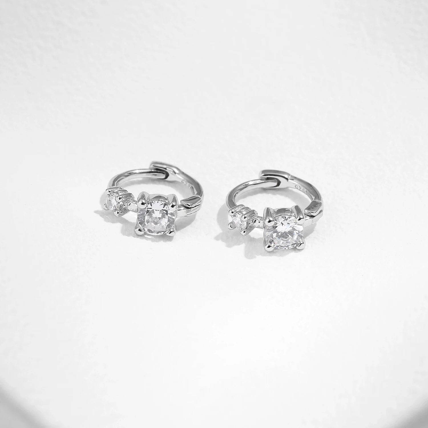Silver Classic Stackable Tiny Round CZ Hoop Earrings