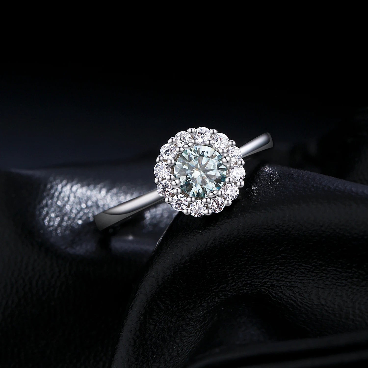 Green Teal Moissanite Ring