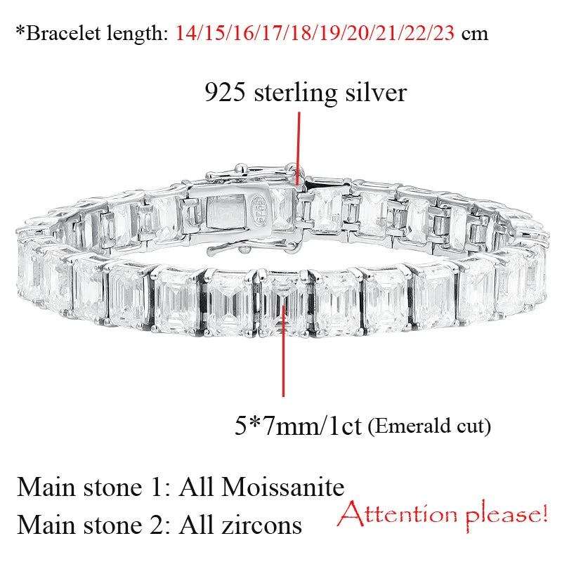 1 Carat Emerald Cut Moissanite Bracelet