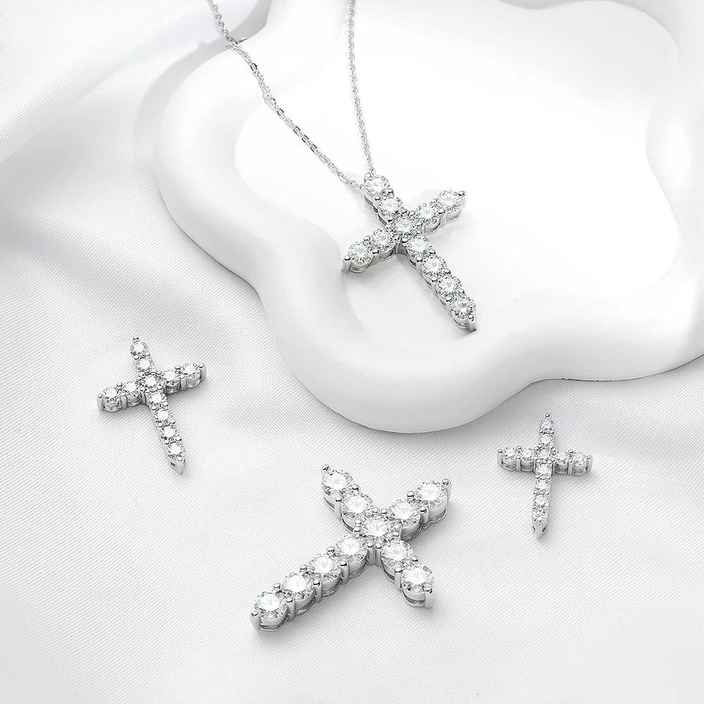 2.5-5MM Cross Moissanite Necklace