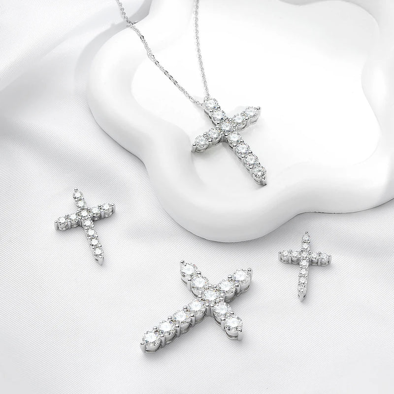 2.5-5MM Cross Moissanite Necklace