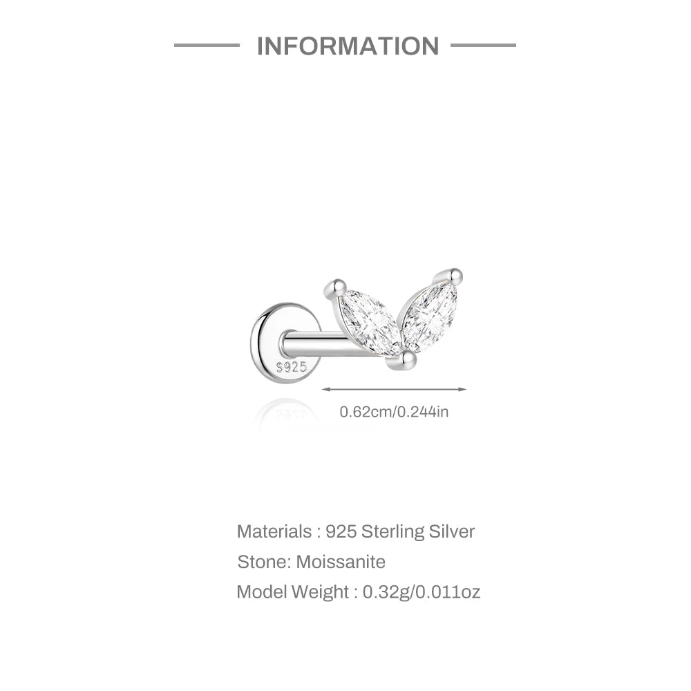 Moissanite Threaded Stud Earring