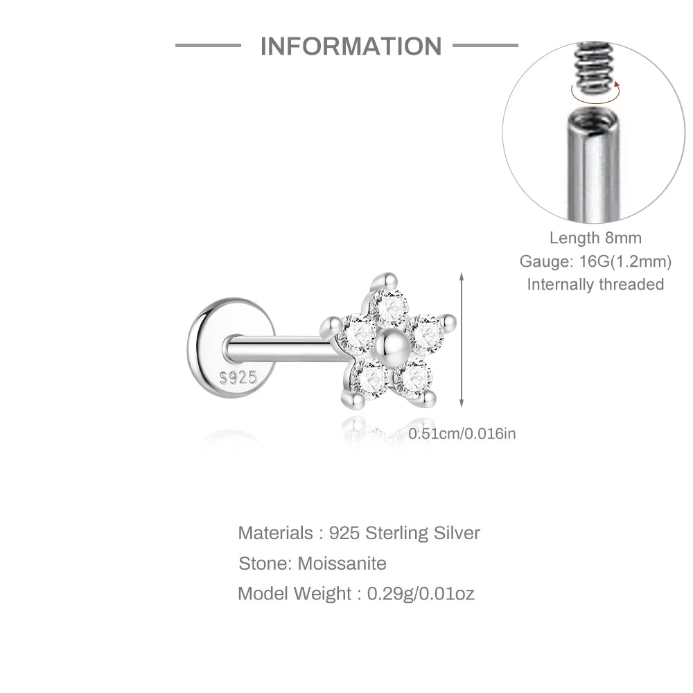 Moissanite Threaded Stud Earring
