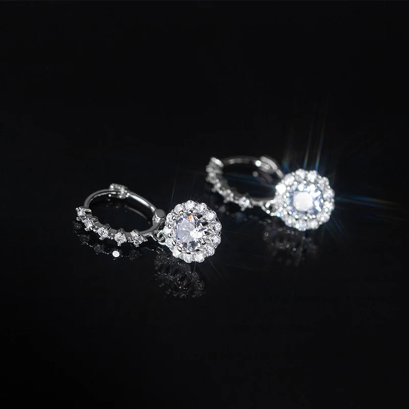 Round Zirconia Dangle Earrings