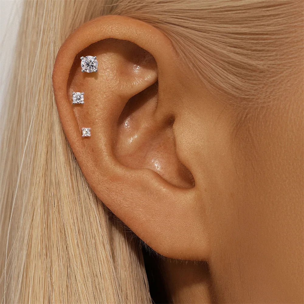Moissanite Threaded Stud Earring