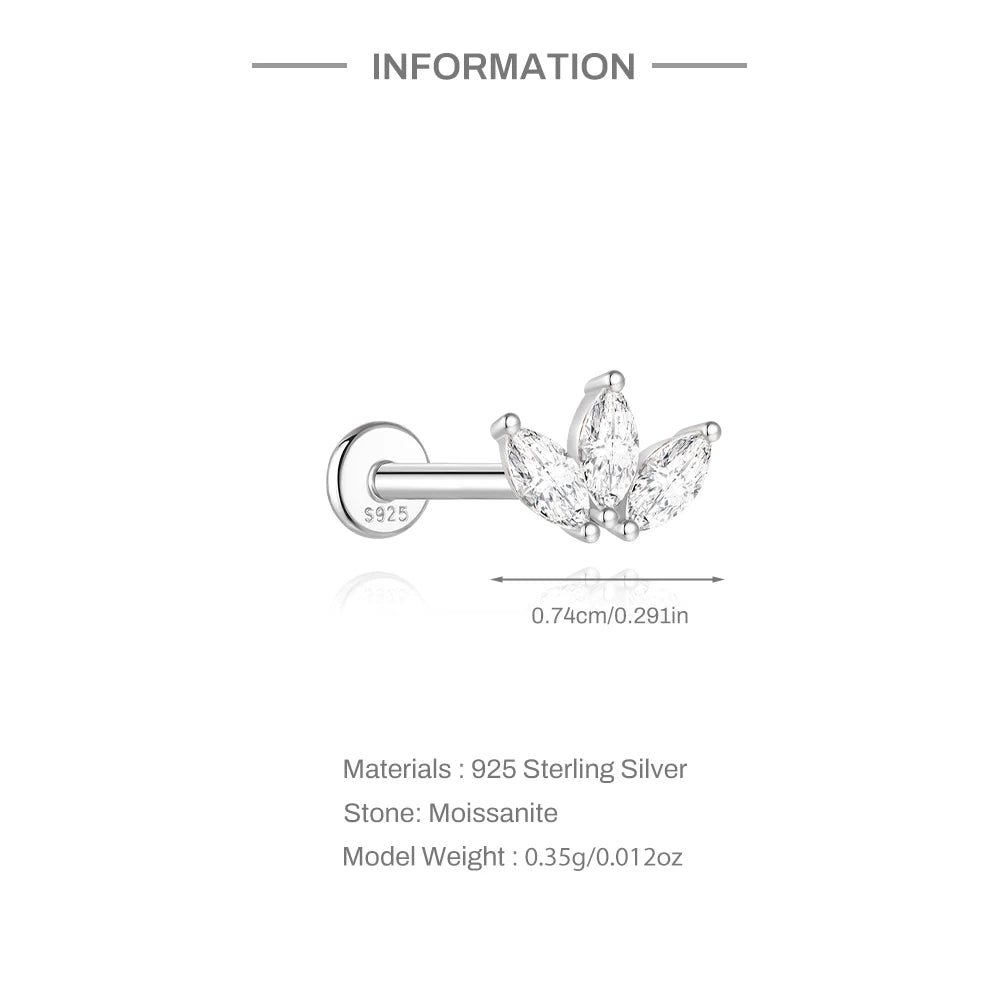 Moissanite Threaded Stud Earring