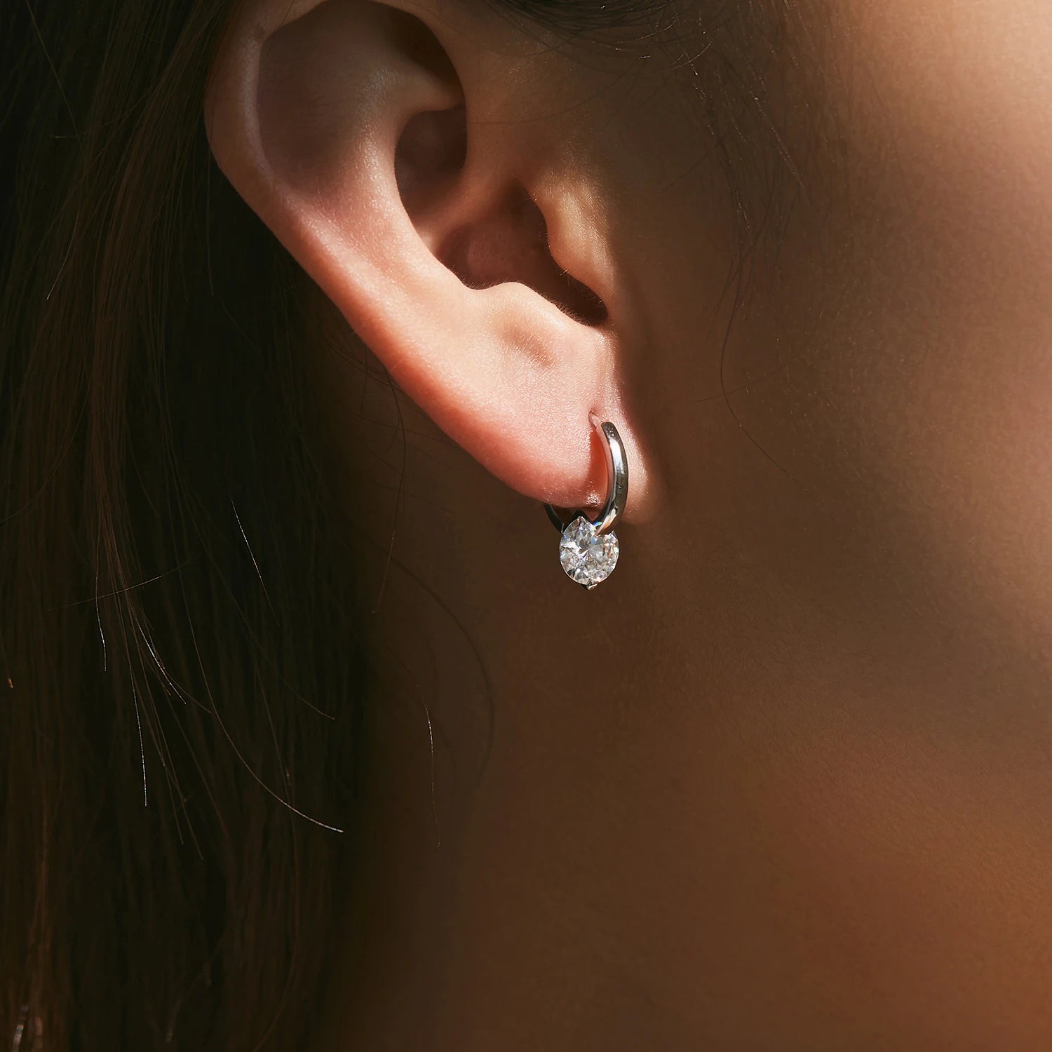 1.0CT D Color Moissanite Hoop Earrings