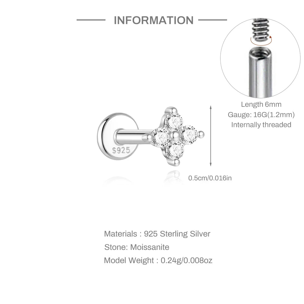 Moissanite Threaded Stud Earring