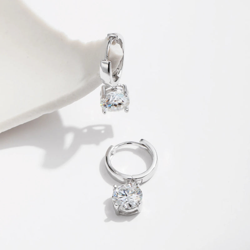 1.0CT D Color Moissanite Hoop Earrings