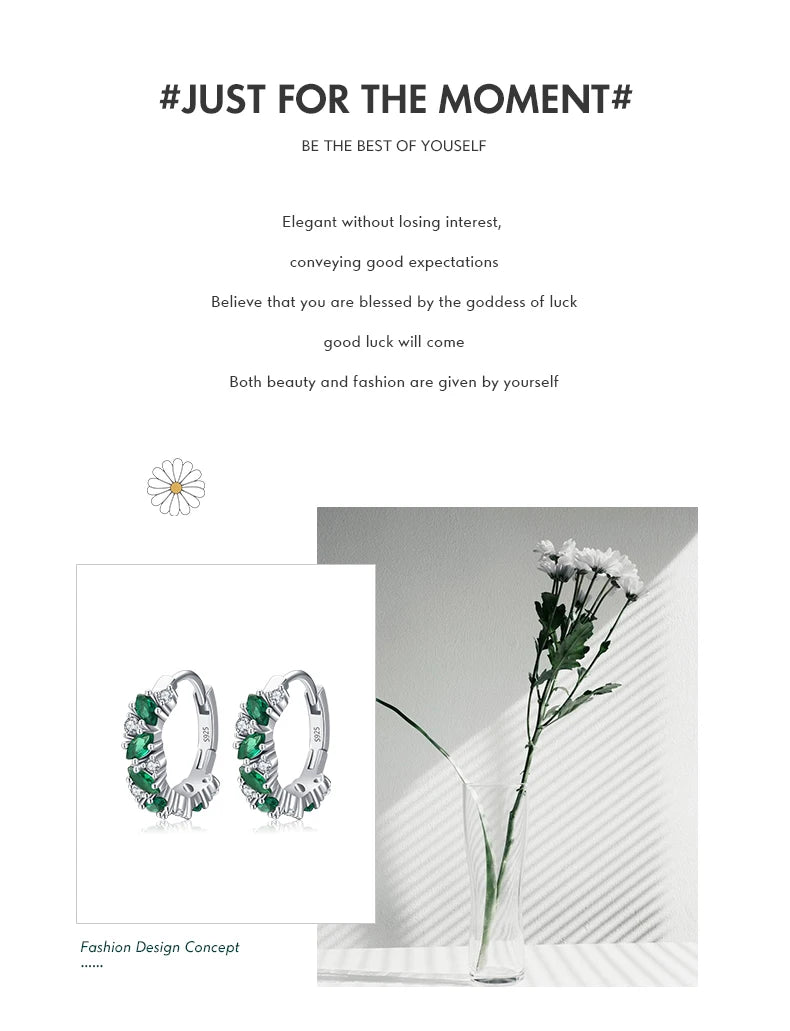 Green And Clear Rhombus Hoop Earrings