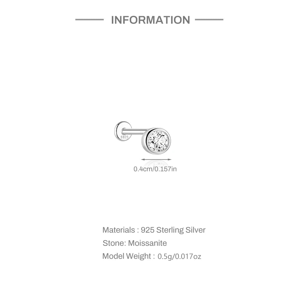 Moissanite Threaded Stud Earring