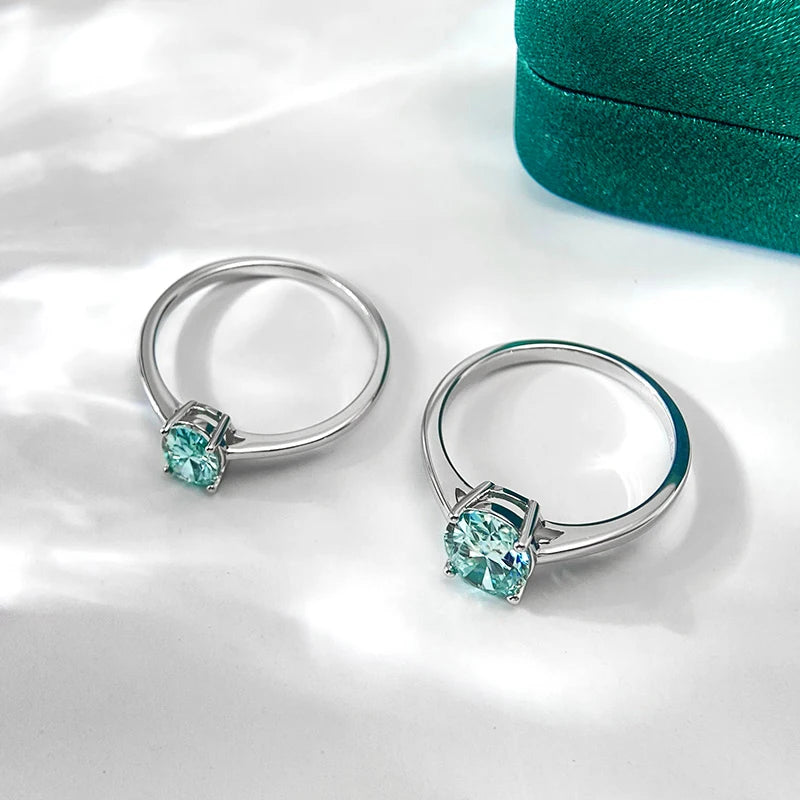 1CT / 2 Carat Oval Aquamarine Moissanite Ring